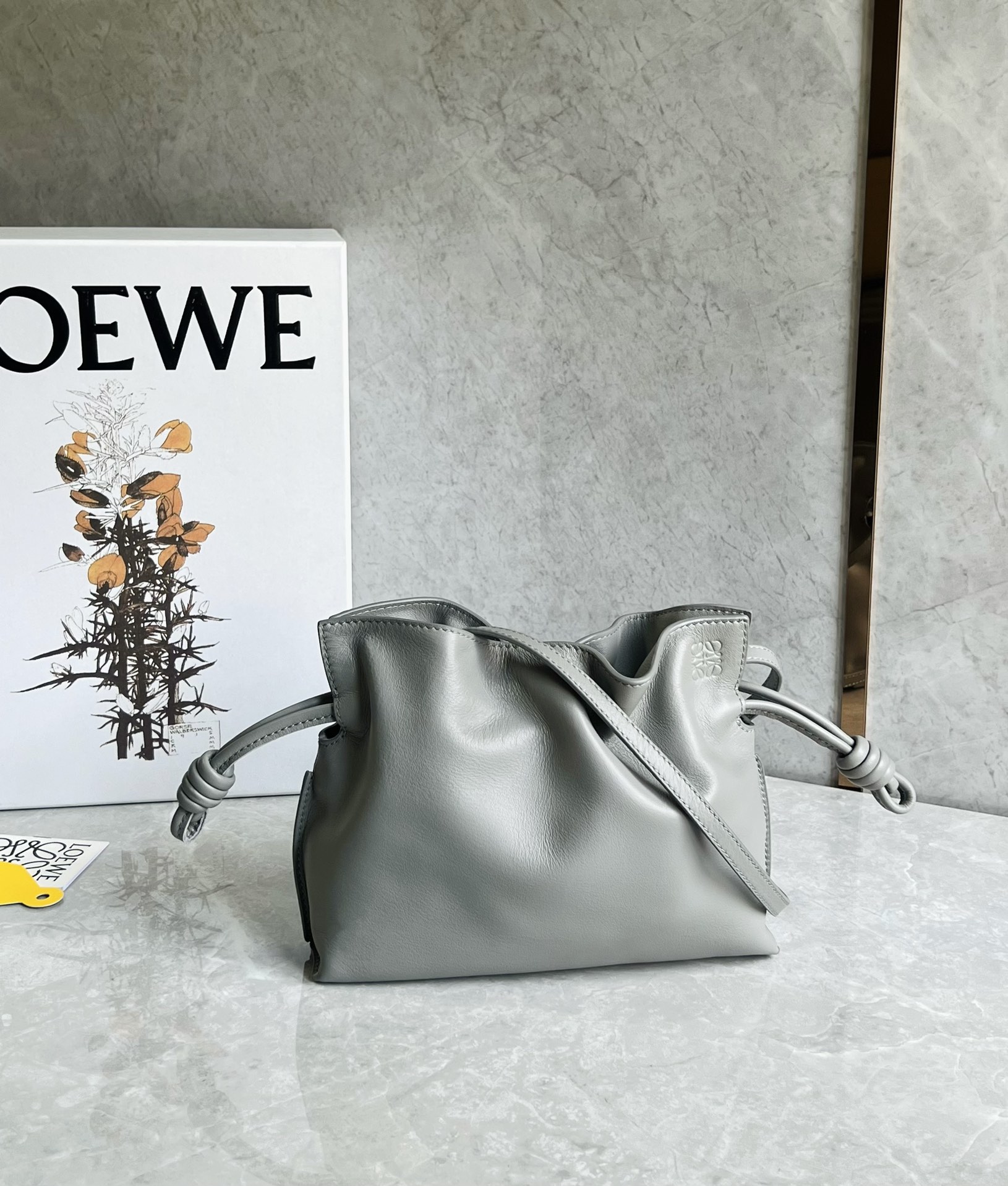 Loewe Mini Flamenco clutch in nappa calfskin Pearl Grey